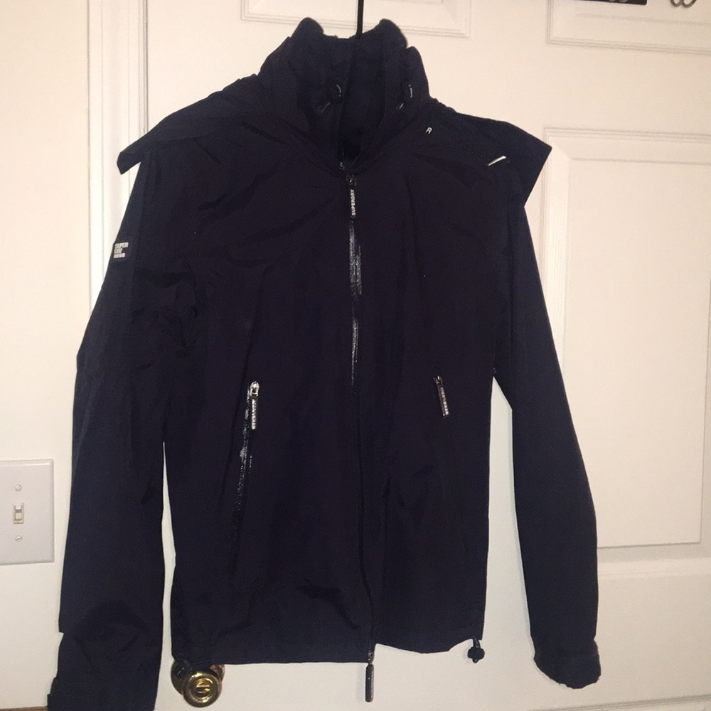 Superdry Hooded Tech Jacket in Navy Blue (Size S)